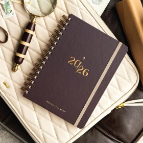 Resim 2026 A5 Spiralli Haftalık Ajanda 12 Aylık - Kahverengi 
