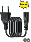Resim Derwell Power Güç Elektrik Kablosu C7 (ps4/ps3/ps2/teyp- Laptop Adaptör-ışıldak ) 2 Pinli 1.5 Metre Siyah 
