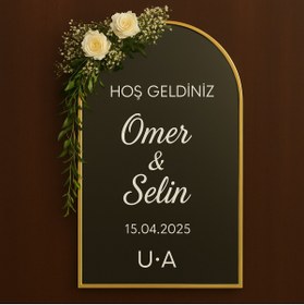 Resim Kıvırcıkyoga Düğün davet karşılama ayna yazısı stickers 40 cm aynaya uyumlu 