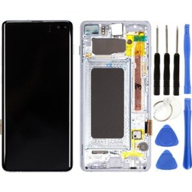 Resim Te Samsung S10 Plus G975 Uyumlu Çıtalı A Kalite Lcd Ekran Beyaz 