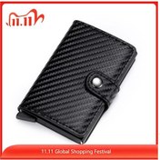 Resim Yeni Engelleme Erkekler Kredi Kartı Tutucu Vintage Deri Banka Kartı Cüzdan Çift Metal Otomatik Kartvizitlik Kadın Tarjetero Çok Renkli 