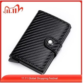 Resim Yeni Engelleme Erkekler Kredi Kartı Tutucu Vintage Deri Banka Kartı Cüzdan Çift Metal Otomatik Kartvizitlik Kadın Tarjetero Çok Renkli 