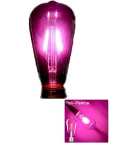 Resim 4 W Pembe Işık 4 Flamanlı Rustik E27 Duy Led Ampül Renkli 1 Adet 