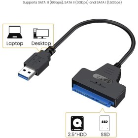 Resim Aogo USB 3.0 Sata Çevirici Kablo 2,5 Inç SSD ve HDD Için Sata - USB Adaptör Kablosu 2.5 Sata HDD USB 
