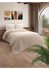 Resim Battaniye Pamuk Miren 180x200 Cm Bej 