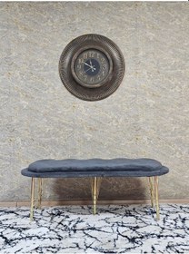 Resim Zafir Ufo Oturak Bench - Gold Kaplama Telli Ayak - Oturak - Bench - Puf - Yatak Ucu Pufu Füme 