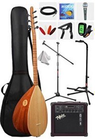 Resim Yonka B-142K-AMP Amfili Kısa Sap Çınar Ağacı Saz Bağlama Seti 