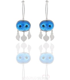 Resim Söğütlü Silver Gümüş Süryani Nazar Boncuğu Küpe 