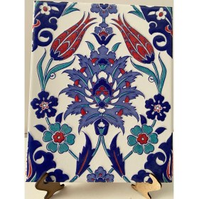 Resim Armada Çini 20X20 Cm Ac 4 İznik Lale Desen Kütahya Çini Karo 