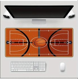 Resim 70x30 Cm Basketbol Sahası Temalı Kaydırmaz Taban Speed Yüzey Oyuncu Mouse Pad Gaming 