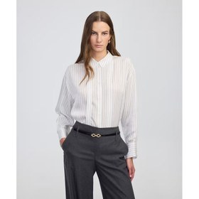 Resim İpekyol Çizgi Desen Fularlı Kadın Gömlek (IW6250025119) 