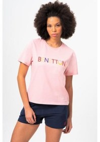 Resim Benetton Bnt-w20382-23y Kadın T-shirt Bnt-w20382-r1398 Pudra 