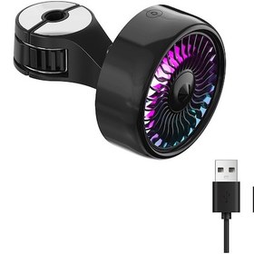 Resim Yaozixa Araba Arka Koltuk Usb Fanı: 3 Hız Ayarı, Renkli Led Işıklı, 22 Lbs Taşıma Kapasiteli Kanca Tasarımı - Siyah 