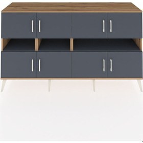 Resim Kronos Konsol 8 Raflı 8 Kapaklı 176x59x99 Çam-antrasit Çam-antrasit 
