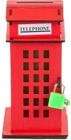 Resim Ahşap Kumbara London Telefon Kulübesi 16 cm 