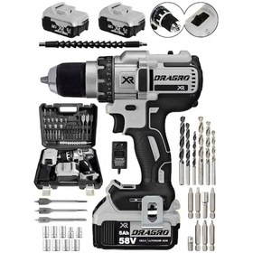 Resim Dragro Xr58 58V 5Ah Gri Darbeli Akülü Vidalama Makinesi 