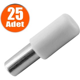 Resim Badem10 Raf Pimi Plastik Başlı Cam Tutucu Mobilya Dolap Pimi (25 Adet) 