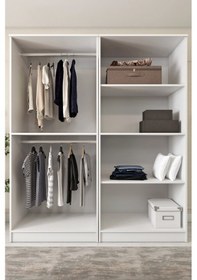 Resim Ases Mobilya Ases Ela332 Geniş Ve Büyük Ölçülü Gardırop Giysi Dolabı Yüklük 2 Askılı 4 Kapaklı Beyaz - Safir Meşe Beyaz 