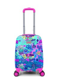 Resim Elatae Policarbon Kırılmaz Çocuk Valizi Lavanta Mor Grafiti Desenli Mor 