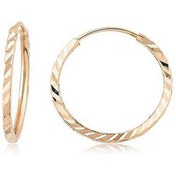 Resim Iryum Pembe Altın Yelpaze Kalem Işli Halka Küpe (ÇAPI: 1.5CM - ROSE GOLD) 