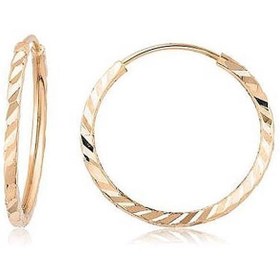 Resim Iryum Pembe Altın Yelpaze Kalem Işli Halka Küpe (ÇAPI: 1.5CM - ROSE GOLD) 