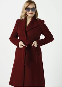 Resim 923 Kadın Büyük Beden Mendil Yaka Kaban Bordo 