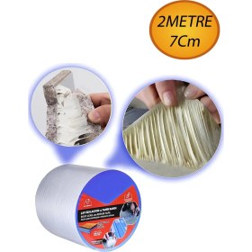 Resim Çatı Izolasyon (7 cm x 2 Mt) Su Sızdırmazlık Geçirmezlik Yalıtım Çamur Tamir Çatlak Boru Bant Bandı 