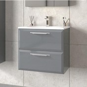 Resim Orka Nuvola 65 Cm Mdf Parlak Gri Banyo Dolabı Alt Modül Ve Lavabo Gri 
