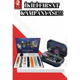 Resim 2025 Model Çok Kordonlu Akıllı Saat ve Bluetooth Kulaklık El Fenerli Nemere 