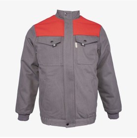 Resim Nigra Kışlık İş Montu Pamuklu Polar Astarlı Dayanıklı Tasarım Gri-Kırmızı 