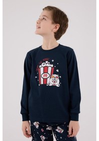 Resim Rolypoly Erkek Çocuk Uzun Kol Pijama Takım Lacivert-1744 Lacivert 
