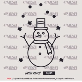 Resim Kardan Adam Yılbaşı Sticker Süs Cam Yapıştırma - Oto Sticker - Karavan Sticker 
