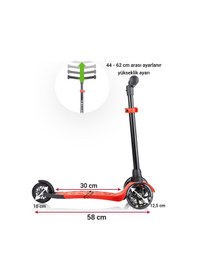 Resim Işıklı Scooter, Ayarlanabilir Yükseklik, Ön Tekerleri Işıklı Çocuk Scooter, Kırmızı Kırmızı 