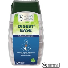 Resim Natures Supreme Digest Ease 100 Çiğnenebilir Tablet Nane 