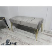 Resim aldagelsin Modern Çizgi Model Puf Ayakucu Bench Gold Metal Ayak 90 cm 