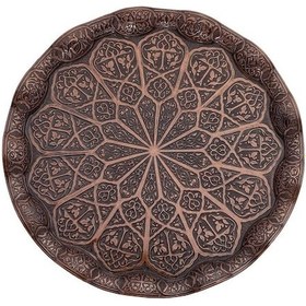 Resim Yuvarlak Dalgalı Büyük Tepsi Antik Bakır Rengi 