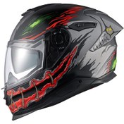 Resim Nexx Y.100R Night Rider Kapalı Motosiklet Kaskı Kırmızı - Mat Titanyum - Siyah 