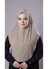Resim Hürrem Bone Bej Pratik Hazır Geçmeli Tesettür Eşarp Sandy Kumaş Düz Hijab 2308 12 