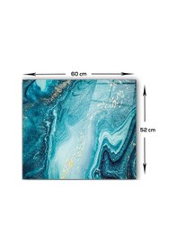 Resim Cam Ocak Arkası Koruyucu Gold Detaylı Turkuaz Desen 52cm X 60 