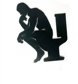 Resim moistrid Thinker Man Klozette Oturan Düşünen Adam - Kapı ,Priz ,Sifon Süsü Komik Dekoratif Plastik Çıkartma 