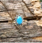 Resim 1,05 Ct Firuze 0,30 Ct Pırlanta (Signty) Taşlı Anturajlı Vintage 552950014 