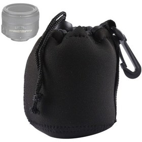 Resim Sones Neopren Slr Kamera Lensi Taşıma Çantası Karabinalı Kese Çantası, Boyut: 8x10cm Siyah 