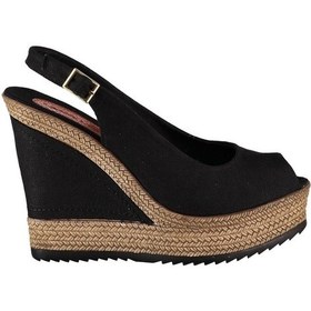 Resim Fox Shoes Siyah Kadın Dolgu Topuklu Ayakkabı 9674070805 