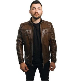 Resim Hilda Deri Mont Taba Rengi Erkek Ceket Hakiki Kuzu Derisi Büyük Beden Brad 001 