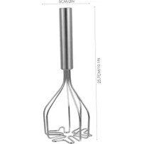 Resim Paslanmaz Çelik Yıldız Tabanlı Patates Ezici - 25,7 cm Ergonomik Püre Ezici | Manuel Spiral Püre Aleti | Patates Presi 