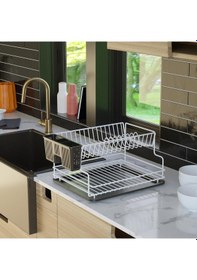 Resim Teknotel Kb005 İki Katlı Tabaklık Bulaşıklık Beyaz 