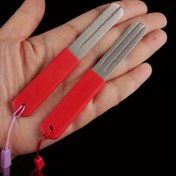 Resim 1 adet Çift Taraflı Elmas Balık Kanca Bileyici - Krom Vanadyum Çelik, Kırmızı, Avcılık & Balıkçılık için, Taşlama Makinesi, Taş, Çapa Kanca, Uç Törpü Plakası 
