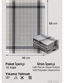Resim 10 Lu Lüks Mutfak Kurulama Bezi Seti 45x65 Cm Table Linen Siyah 