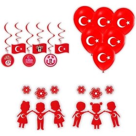 Resim 23 Nisan Süsleri 6 Lı Tavan Sarkıt Süs-23 Nisan Pencere Süsü Ve A 