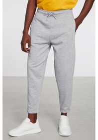 Resim Irregular Erkek Regular Fit Paçası Lastikli Diagonel Kumaşlı Grimelanj Eşofman Altı 